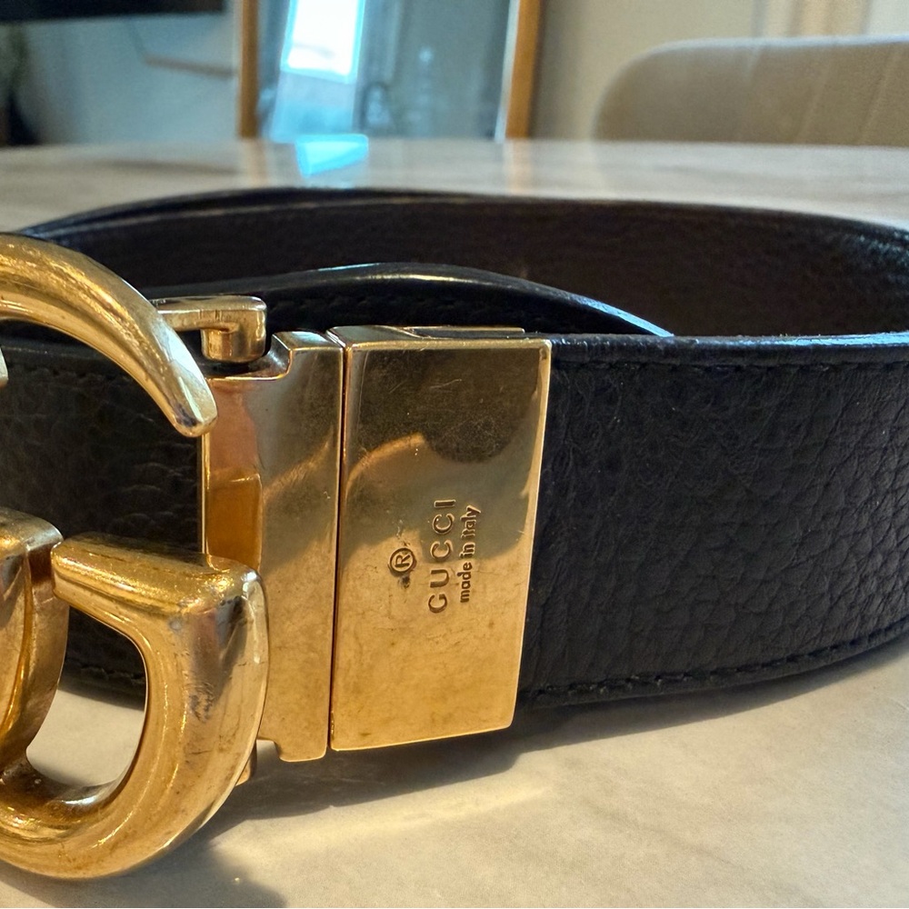 Gucci Black Leather reversible black or brown belt - Picture 2 of 4
